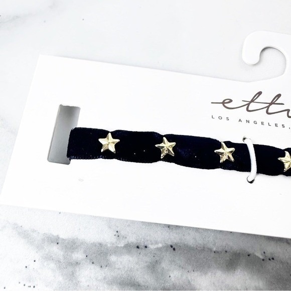 Ettika Black Velvet Gold Star Choker Necklace Celestial‎ Whimsigoth Grunge Fairy - Picture 4 of 7